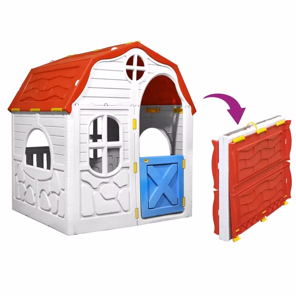 Area giochi pieghevole in plastica con porta e finestre, disponibile in bianco, blu, rosso o giallo, L/P/H: 96 x 61 x 115 cm – 2