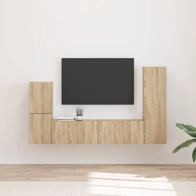 Set mobile TV 4 pz Rovere Sonoma Legno ingegnerizzato 3409026