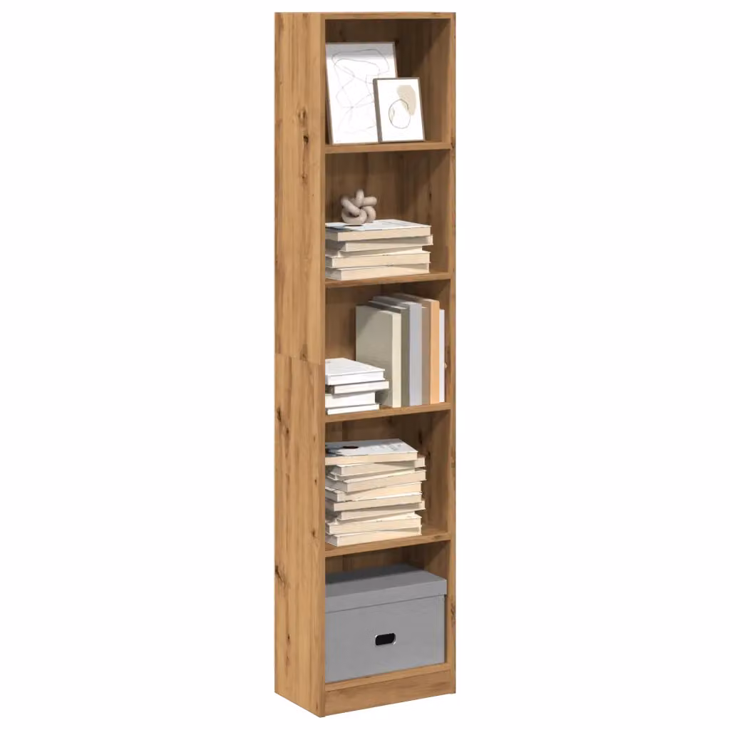 Libreria moderna vidaXL in legno Rovere marrone con pannello posteriore L: 40 cm, P: 24 cm, H: 176 cm