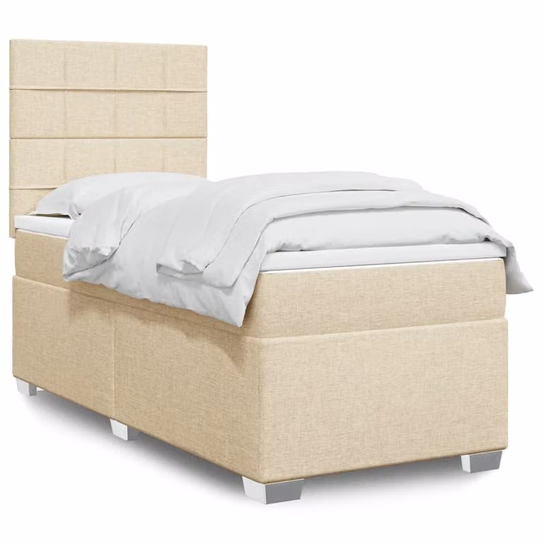 Maison Exclusive - Giroletto a Molle con Materasso Crema 100x200 cm in Tessuto
