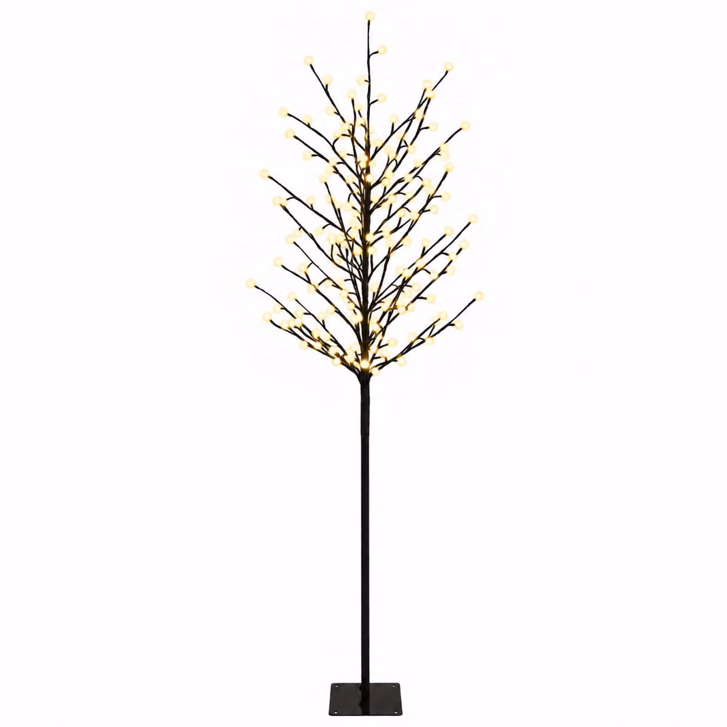 vidaXL Albero di Natale con palline LED Nero 180 cm Acciaio 220 LED