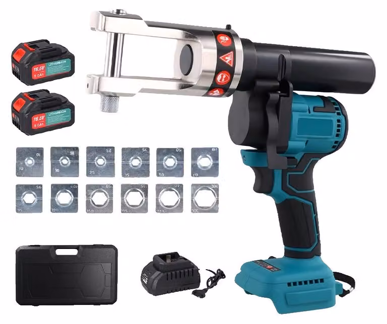 Pinze crimpatrici, elettroidrauliche, design leggero, alimentate a batteria (2 batterie)