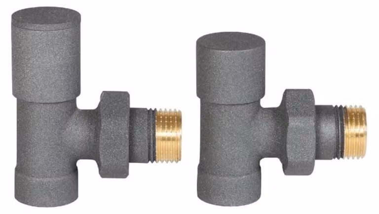 CERANO - Set di raccordi per valvole radianti - manuale - ad angolo - 1/2"/1/2" - grigio opaco
