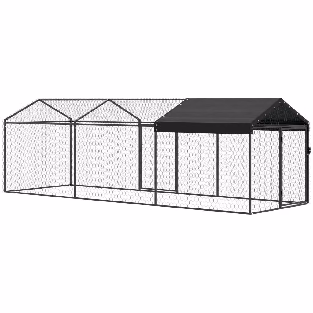 Pollaio per galline da esterno Xylo in acciaio zincato e poliestere nero L: 3 m, P: 1 m, H: 1 m con tetto impermeabile anti-UV – 2