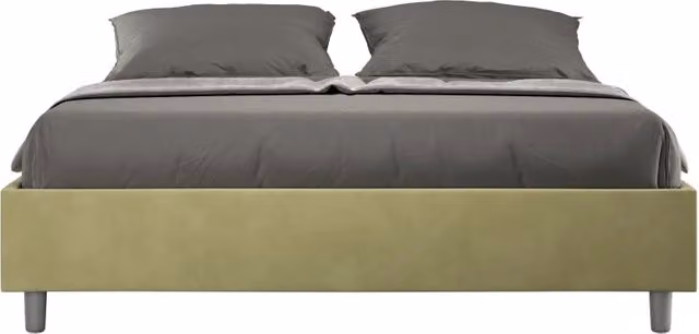 Letto Sommier imbottito Matrimoniale 160x200 cm Azelia - Contenitore,Microfibra,Tè verde
