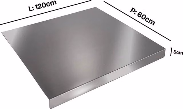 Tagliere Spianatoia con Tarocco e Mattarello ZOIMANIA in Acciaio Inox e Legno, Colore Argento, L/P/H: 120 x 60 x 3 cm – 1