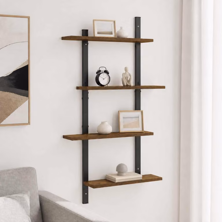 vidaXL Scaffale da parete Rovere Fumo 61 x 13,5 x 105,5 cm