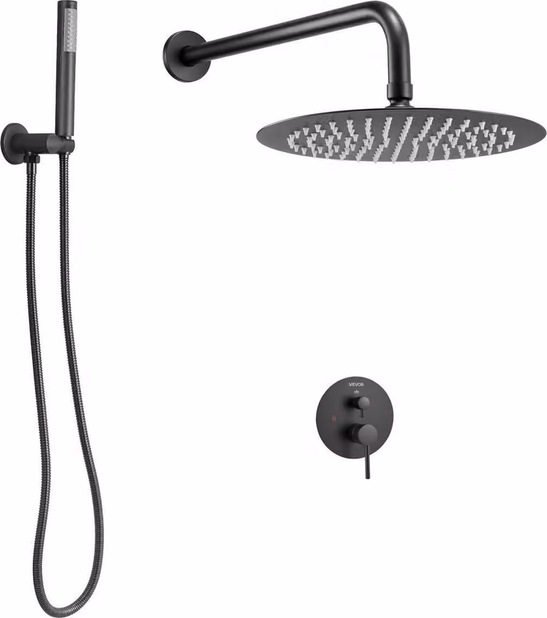 Set rubinetteria doccia con soffione rotondo da 8" e doccetta, nero opaco