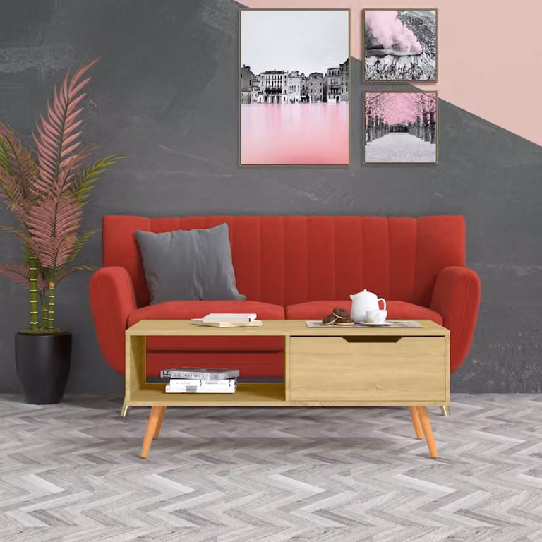 vidaXL Tavolino da Salotto Moderno in Legno Rovere Sonoma, L: 100 cm, P: 49,5 cm, H: 43 cm