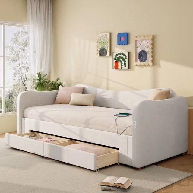 letto imbottito velluto beige 90 x 200 cm