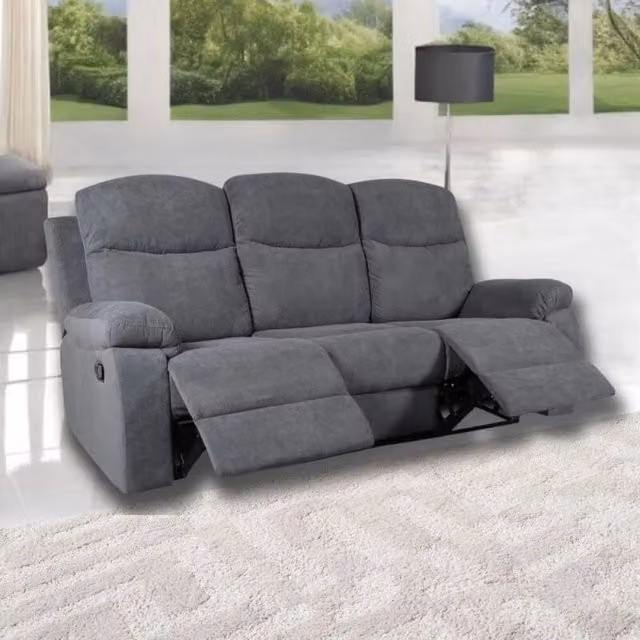 Divano Chicago 3 posti reclinabile Twist 20 grigio in tessuto moderno