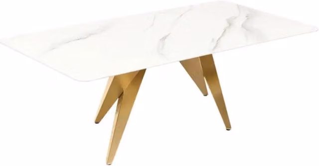 Tavolino AXIS 130 cm effetto marmo bianco con gambe dorate