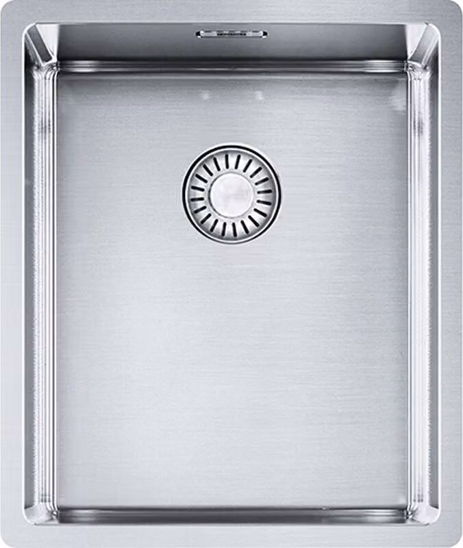 Franke Maris lavabo in acciaio inox per risciacquo BXX 210/110-34 con pulsante in acciaio inox da 40 cm 127.0374.687