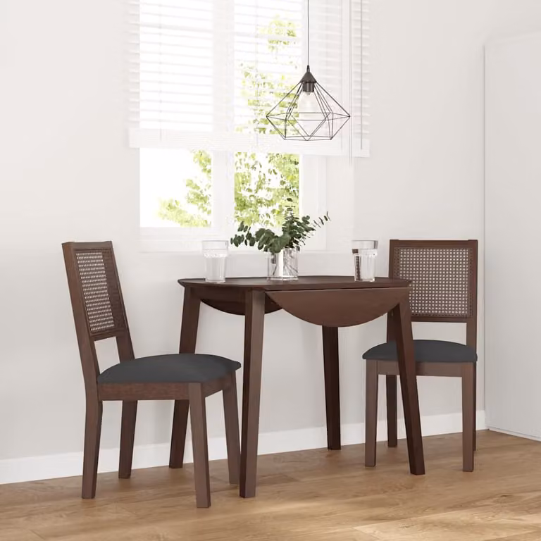 Set di 2 sedie da pranzo vidaXL in legno di hevea massello marrone con cuscini