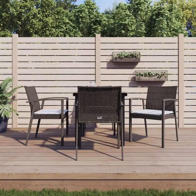 Maison Exclusive - Set Pranzo da Giardino 5pz con Cuscini in Polyrattan e Acciaio