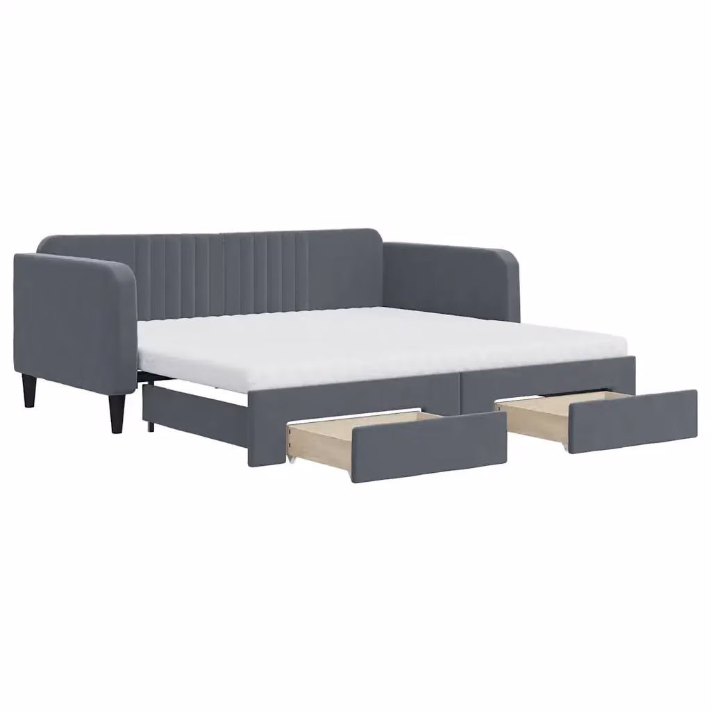 Divano Letto Estraibile con Cassetti vidaXL in Velluto Grigio L/P/H: 90 x 190 cm – 2