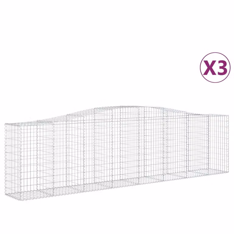 Cesti Gabbioni ad Arco 3 pz 400x50x100/120 cm Ferro Zincato