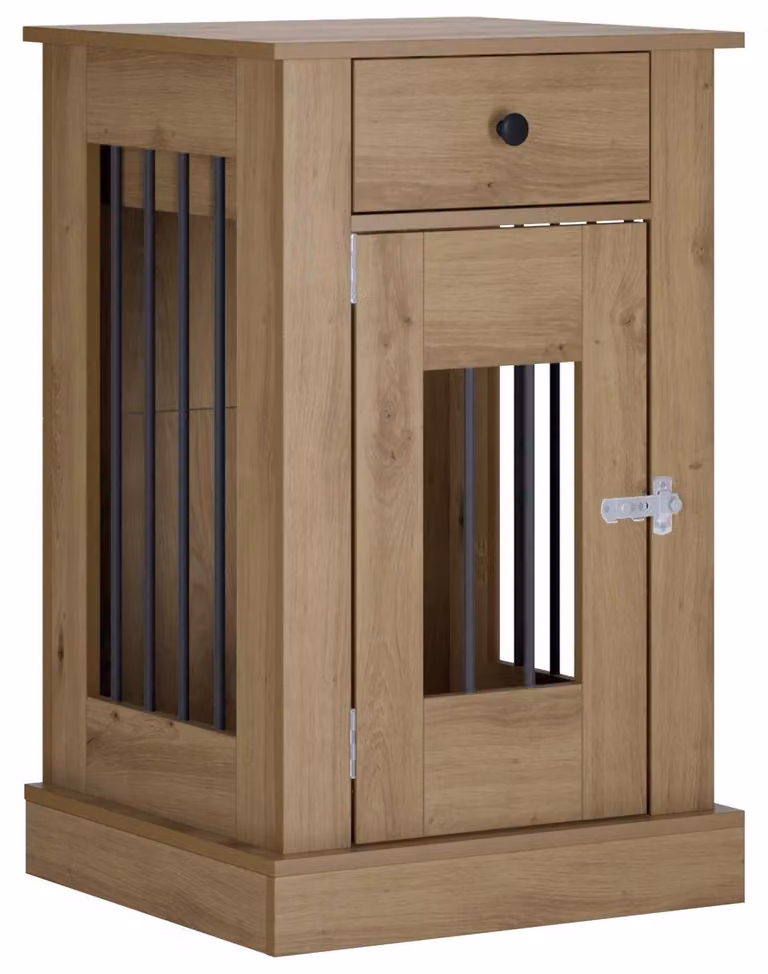 Mobile per trasportini per cani, legno impiallacciato effetto "Artisan Oak", dimensioni 50 x 47,5 x 80 cm