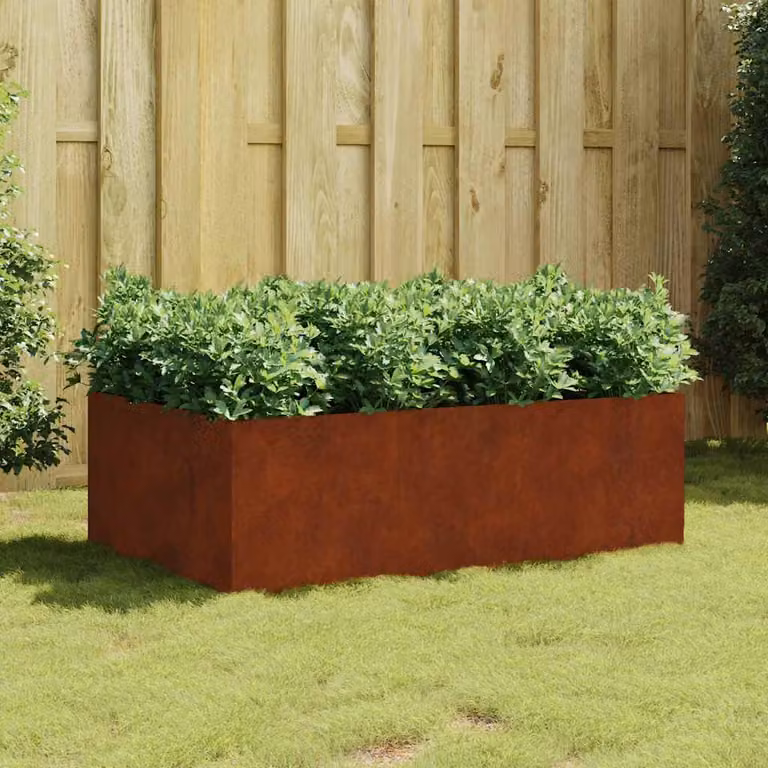 Fioriera Rialzata da Giardino vidaXL in Acciaio Corten Marrone L: 120 cm, P: 80 cm, H: 40 cm