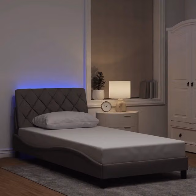 Giroletto con LED senza Materasso Tortora 100x200 cm in Tessuto 3310654