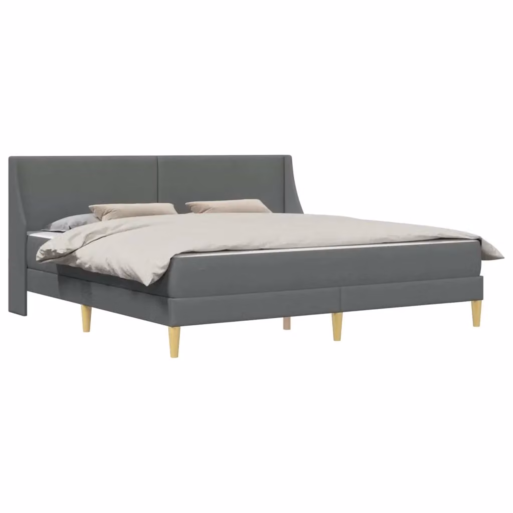 Letto matrimoniale con struttura imbottita e materasso vidaXL in tessuto grigio e bianco L/P/H: 180 x 200 x 96 cm – 2
