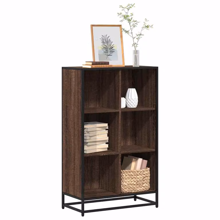 Libreria moderna vidaXL in legno e metallo marrone, L 65,5 cm x P 33 cm x H 107,5 cm