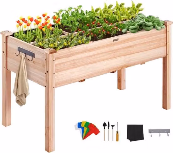 Piantagione su gambe - Vaso per piante all'aperto - Cestino per fiori - per Giardino o Balcone - Letto di giardino elevato - Legno - 77 x 38 x 76