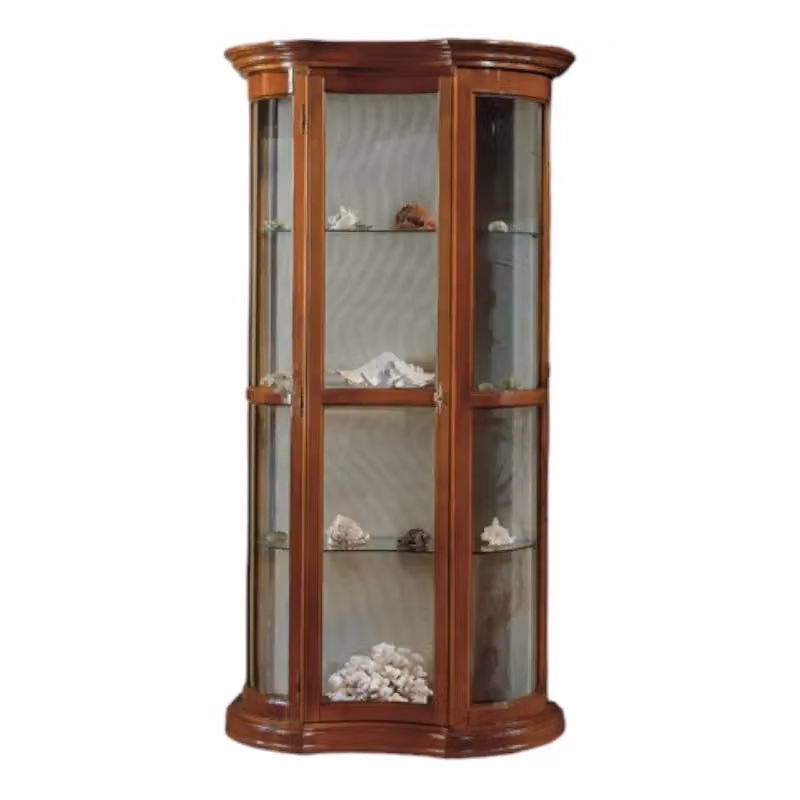 Vetrina classica Mobili 2G con vetro curvo e ante in vetro, colore noce, L: 90 cm, P: 33 cm, H: 196 cm – 1