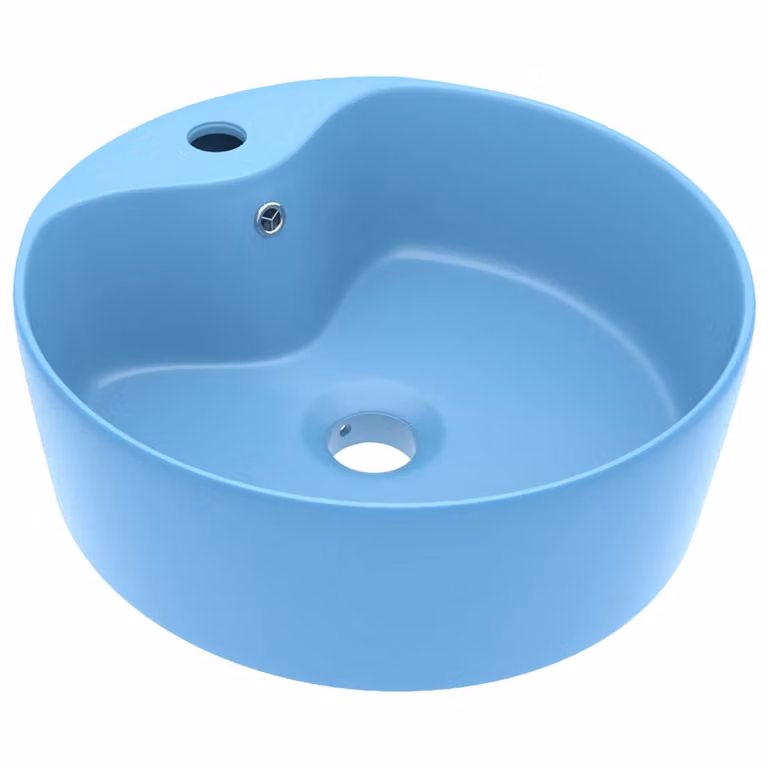 Lavandino con Troppopieno Azzurro Opaco 36x13 cm in Vetroceramica