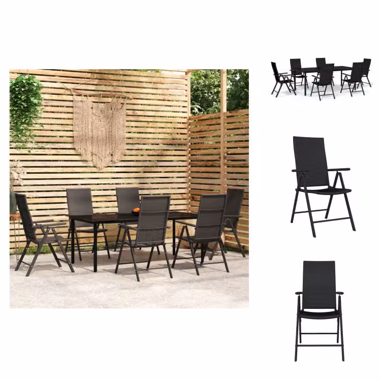 vidaXL set da pranzo da giardino 7 pezzi nero - Set di mobili da giardino