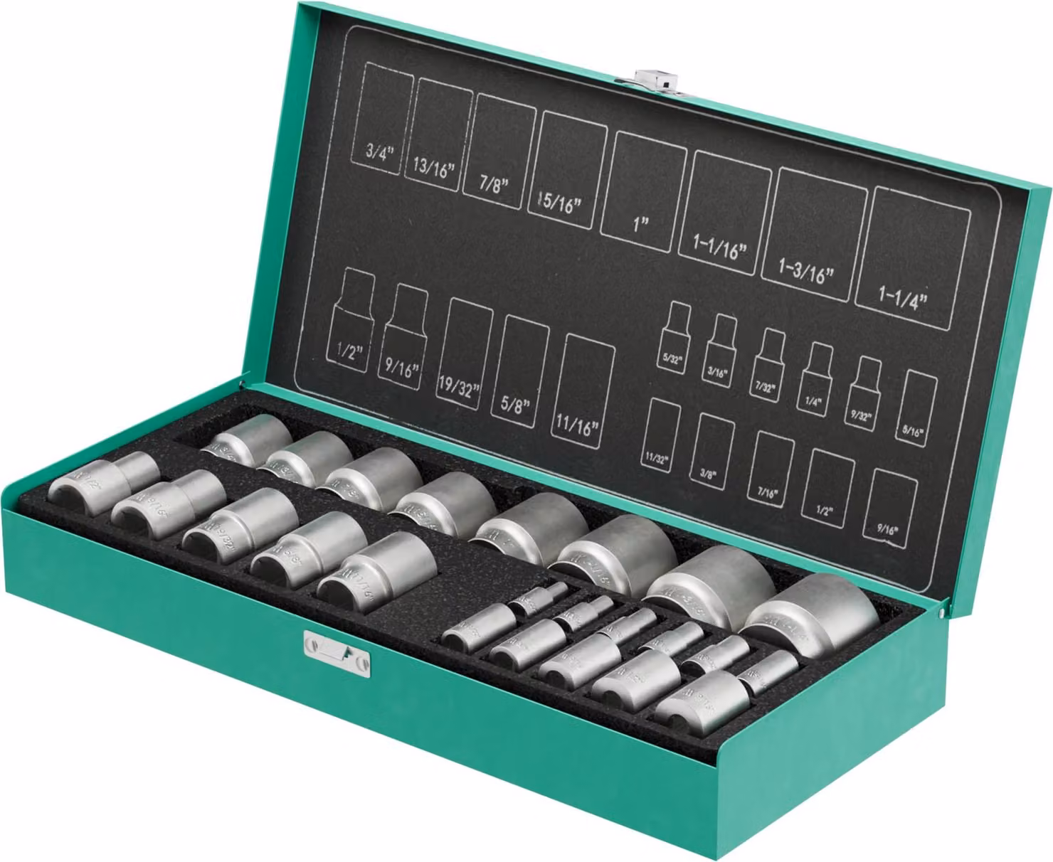 Set di bussole da 1/4 & 1/2 di pollice 24pz di WIESEMANN 1893 I Set di dadi nelle misure 5/32"-9/16 di pollice I Della serie ENCORE I Con pratica valigetta portautensili I 81512