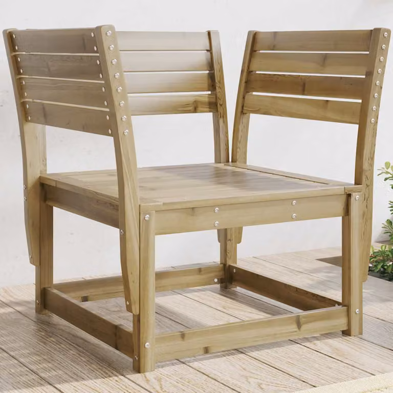 Sedia da giardino vidaXL in legno di pino impregnato marrone con braccioli e stile rustico
