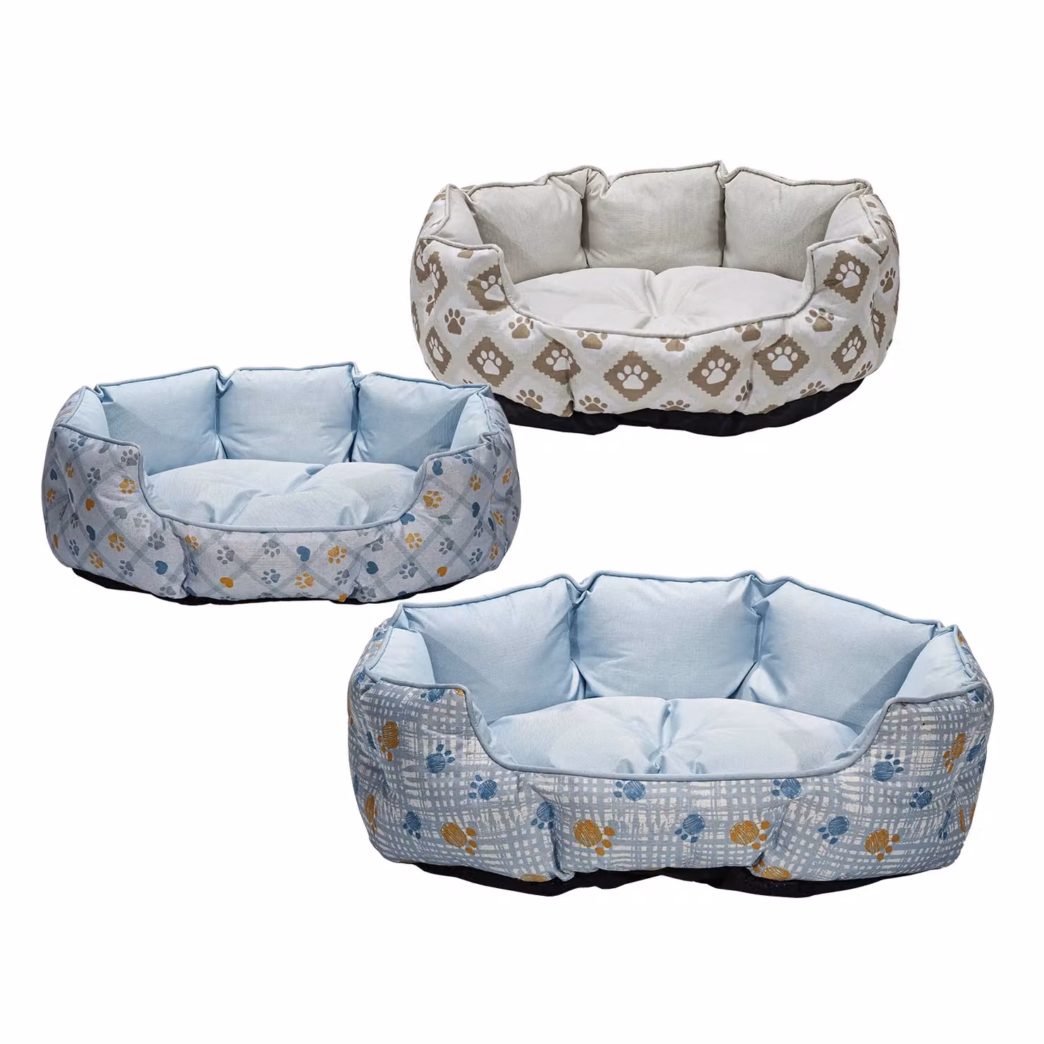 Pet Sitter Cuccia Ovale per Cani e Gatti in Tessuto Blu con Fondo Antiscivolo e Bordi Rialzati L: 70 cm, P: 55 cm – 1