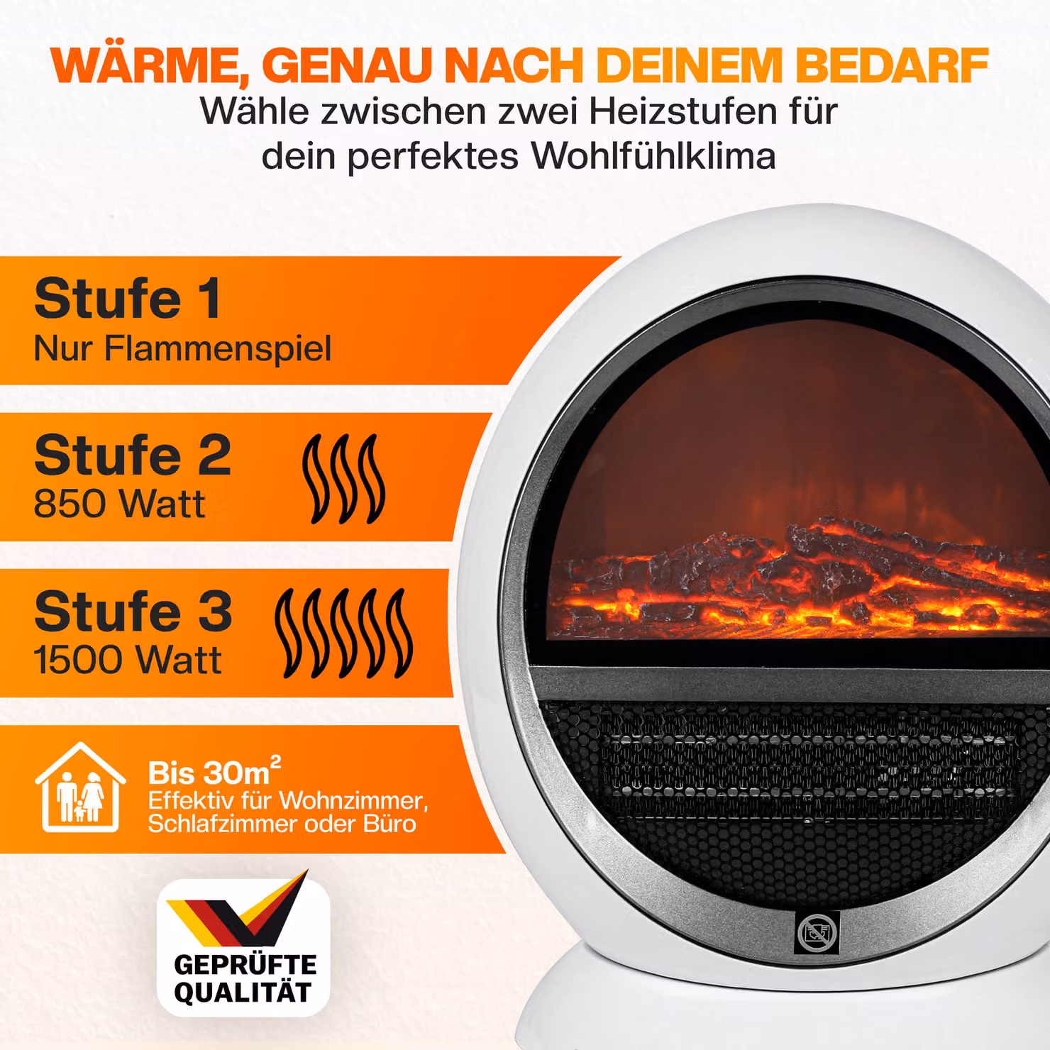 Termoventilatore effetto camino Deuba 1500 W bianco – 2