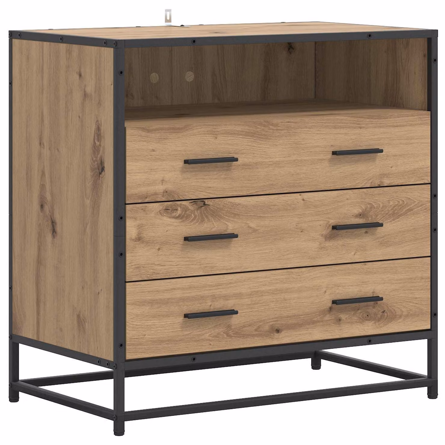 Mobiletto contenitore a 3 cassetti, finitura "Artisan" effetto legno di quercia, dimensioni 70 x 41 x 70 cm