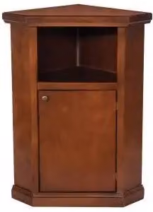 Mobiletto ad angolo in legno stile arte povera KIVIO colore noce, 1 anta e 1 vano, H 70 cm x L 43 cm x P 43 cm – 1