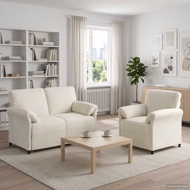 Set di 2 divani moderni vidaXL in velluto beige con struttura in metallo e cuscini inclusi
