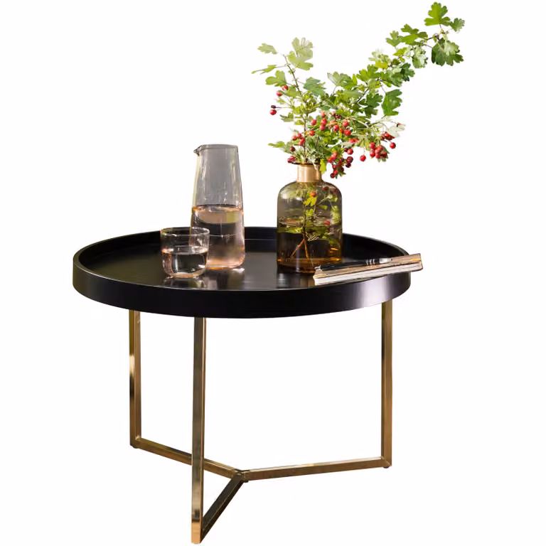 Tavolino da caffè EVA 58,5x42x58,5cm Nero / Oro Tavolino da divano