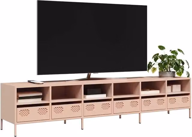 Mobile TV-Credenza per TV-Console TV Rosa 202x39x43,5 cm in Acciaio Laminato a Freddo 250987
