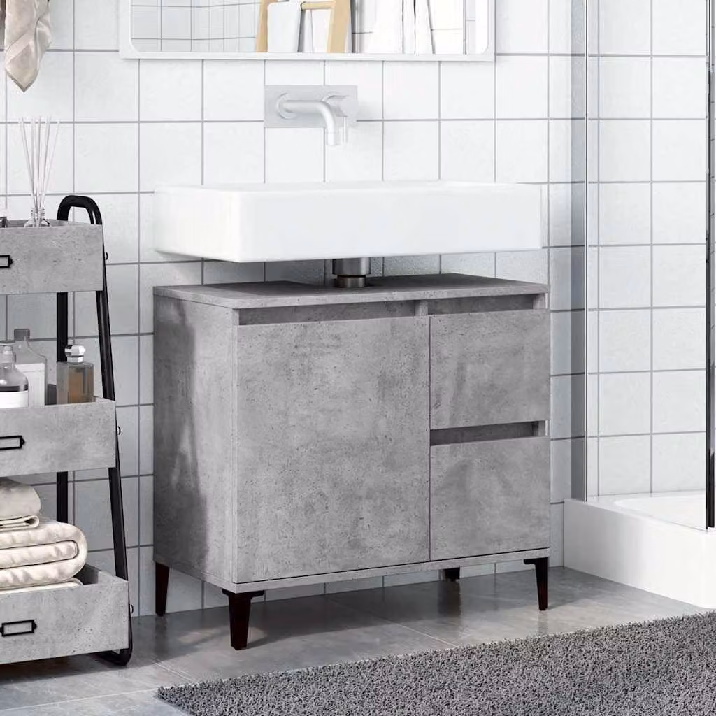 Lavabo grigio in pannello di particelle di legno, dimensioni 65 x 33 x 60 cm