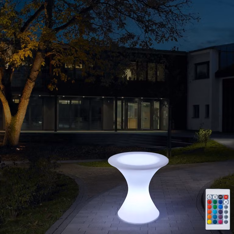Nuova luce LED da giardino Poltrona luminosa da tavolo Economica con telecomando. Ricaricabile RGBW Luminosità regolabile Nuovo Chic YXF-6060 Tavolo rotondo