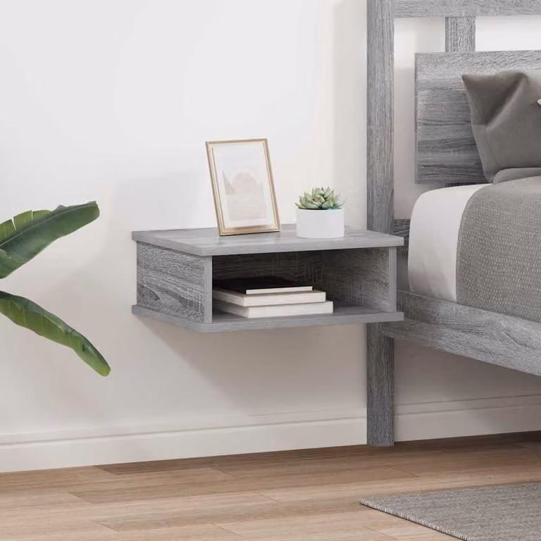 Set di 2 comodini sospesi vidaXL in colore grigio, L 40 cm x P 31 cm x H 15 cm