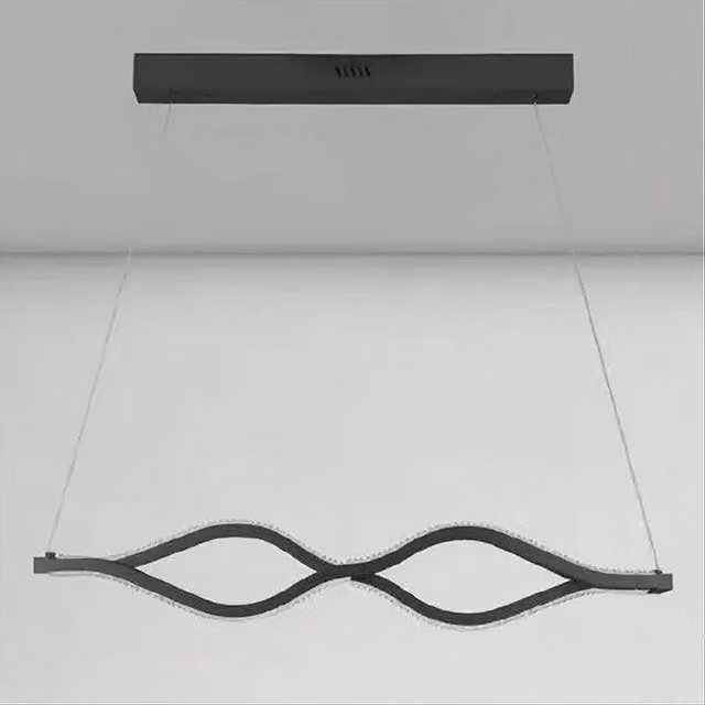Trade Shop - Lampadario A Sospensione Led 58 Watt Onda Infinito Cristallo Ondulato Nero 32132 -