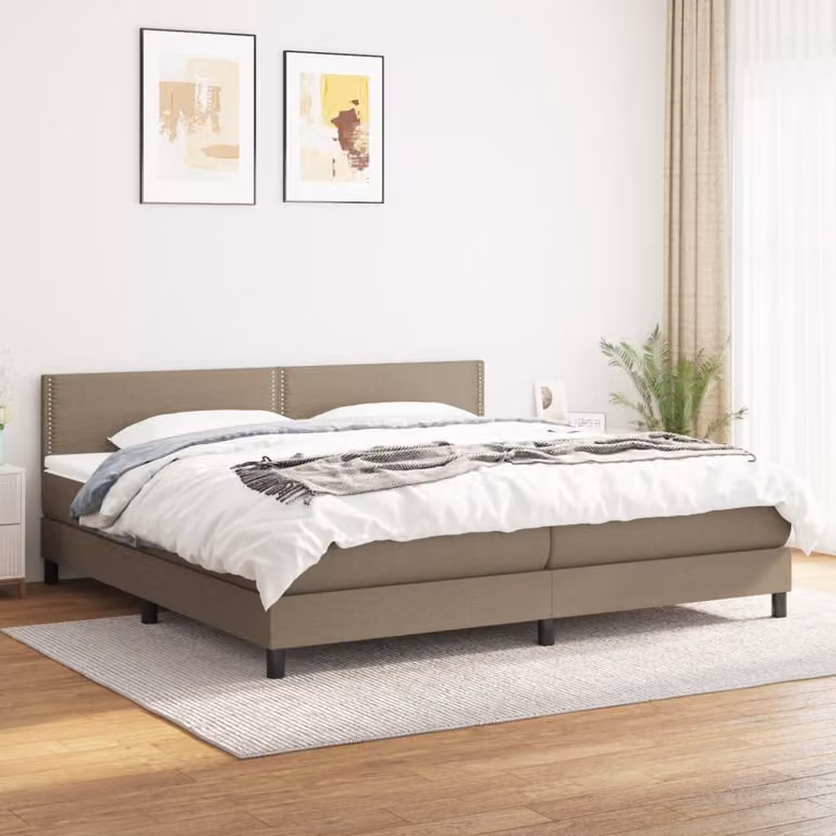 Letto Ibrido vidaXL in Legno e Tessuto Beige e Bianco L 200 cm x P 200 cm x H 88 cm