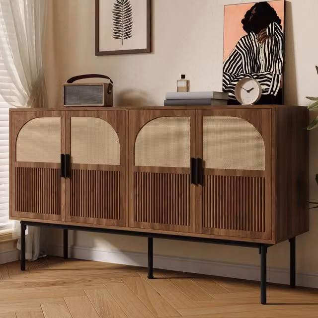Sideboard 140x40x80 cm con 4 ante e ampio spazio; MDF; naturale