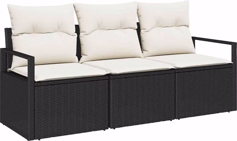 Set di divani 3 pcs Nero polyrattan