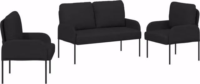 Set Divano | Divano da soggiorno | Sofa 3 pz Nero 115 x 56 x 80 cm Legno compensato