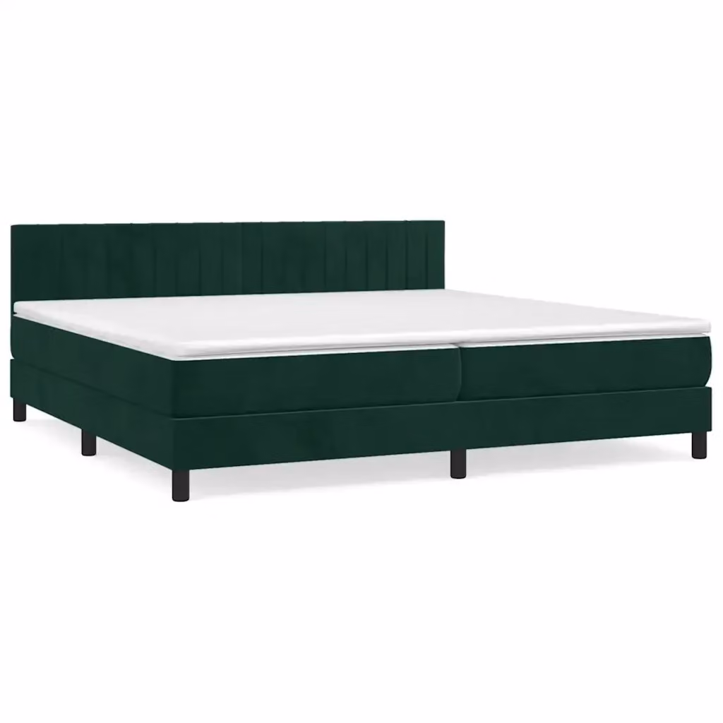 Letto Ibrido con Giroletto a Molle e Materasso in Velluto Verde Scuro vidaXL L/P/H: 200 x 200 x 203 cm – 2