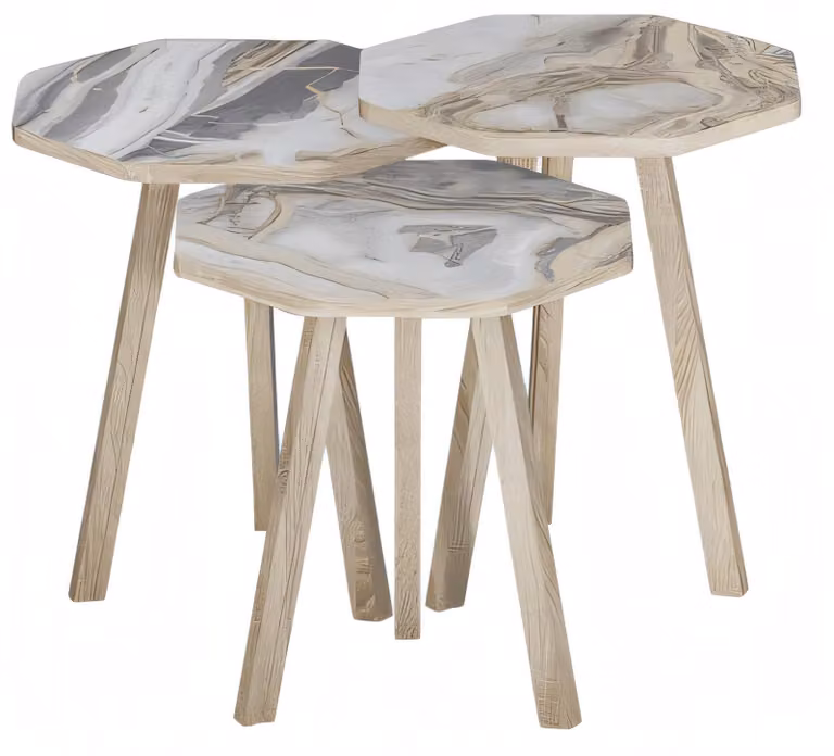 Moderner grauer Holz-Couchtisch-Set mit stilvollem Design
