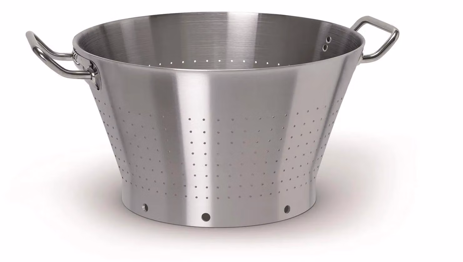Colapasta conico in acciaio inox con base due maniglie